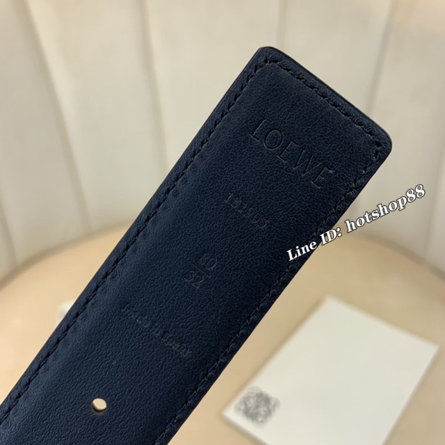 LOEWE女士皮帶 羅意威經典銅扣手掌紋雙面牛皮腰帶  jjp1797